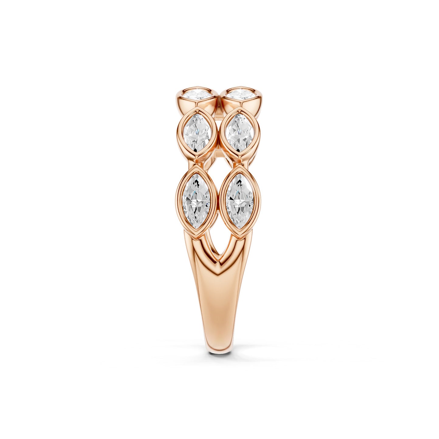 Two-Tier Marquise Bezel-Set Diamond Band