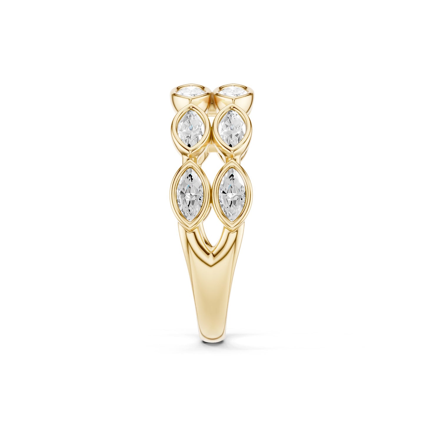 Two-Tier Marquise Bezel-Set Diamond Band