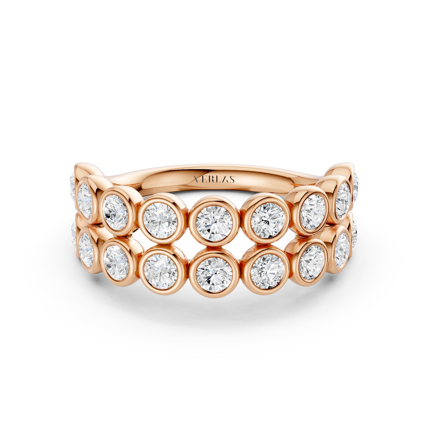 Two-Tier Round Bezel-Set Diamond Band