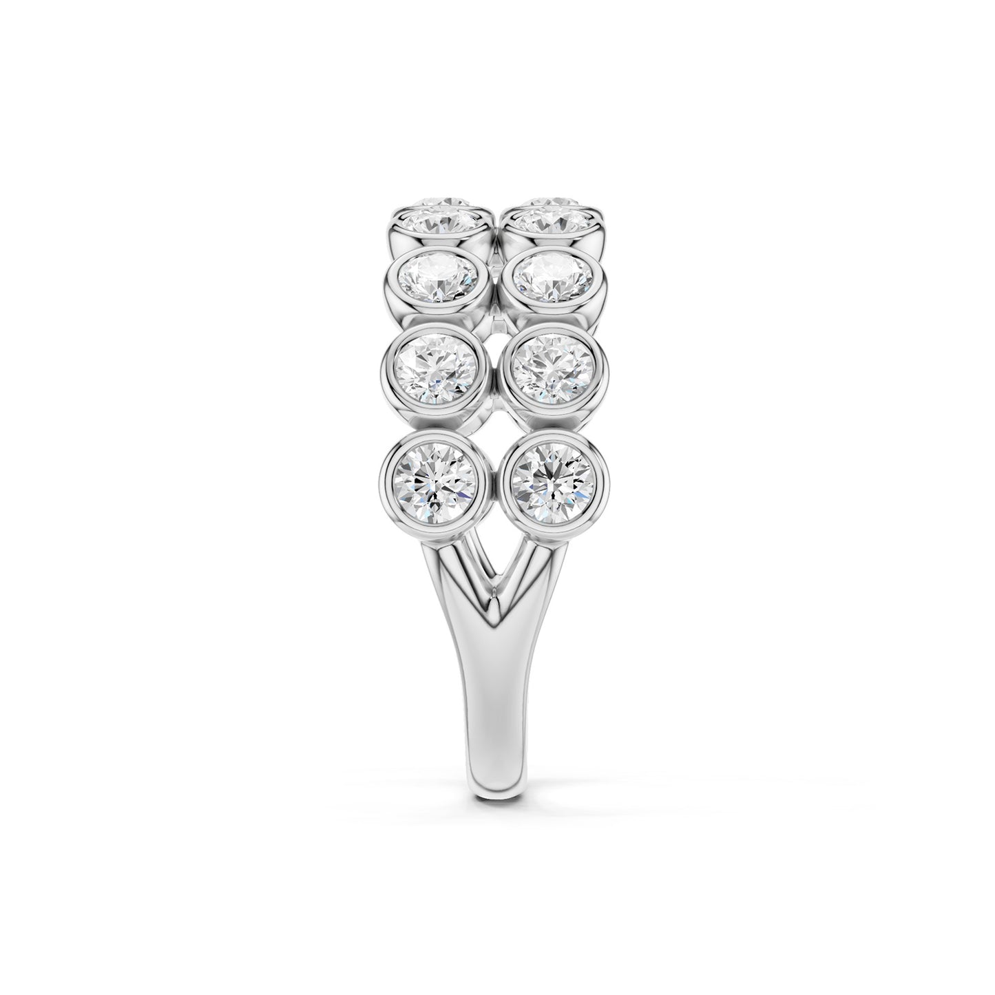 Two-Tier Round Bezel-Set Diamond Band