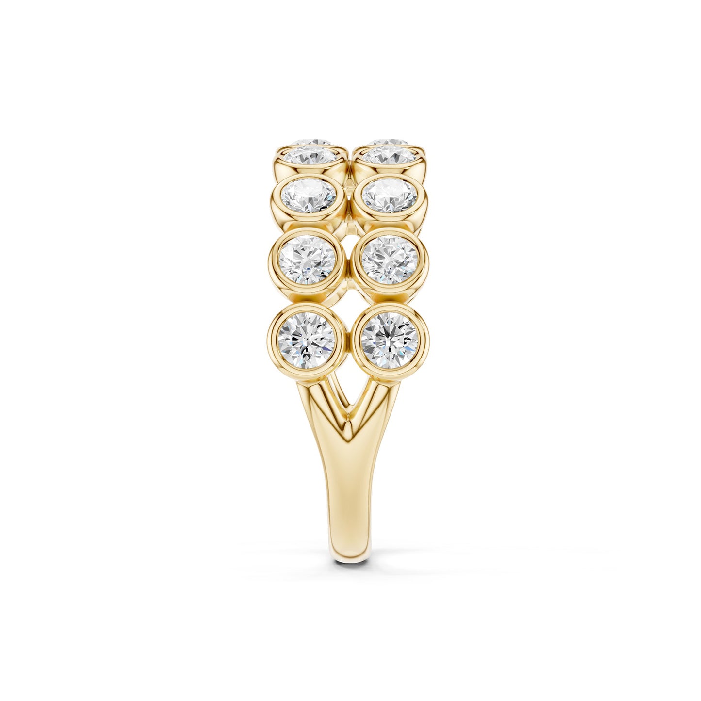 Two-Tier Round Bezel-Set Diamond Band
