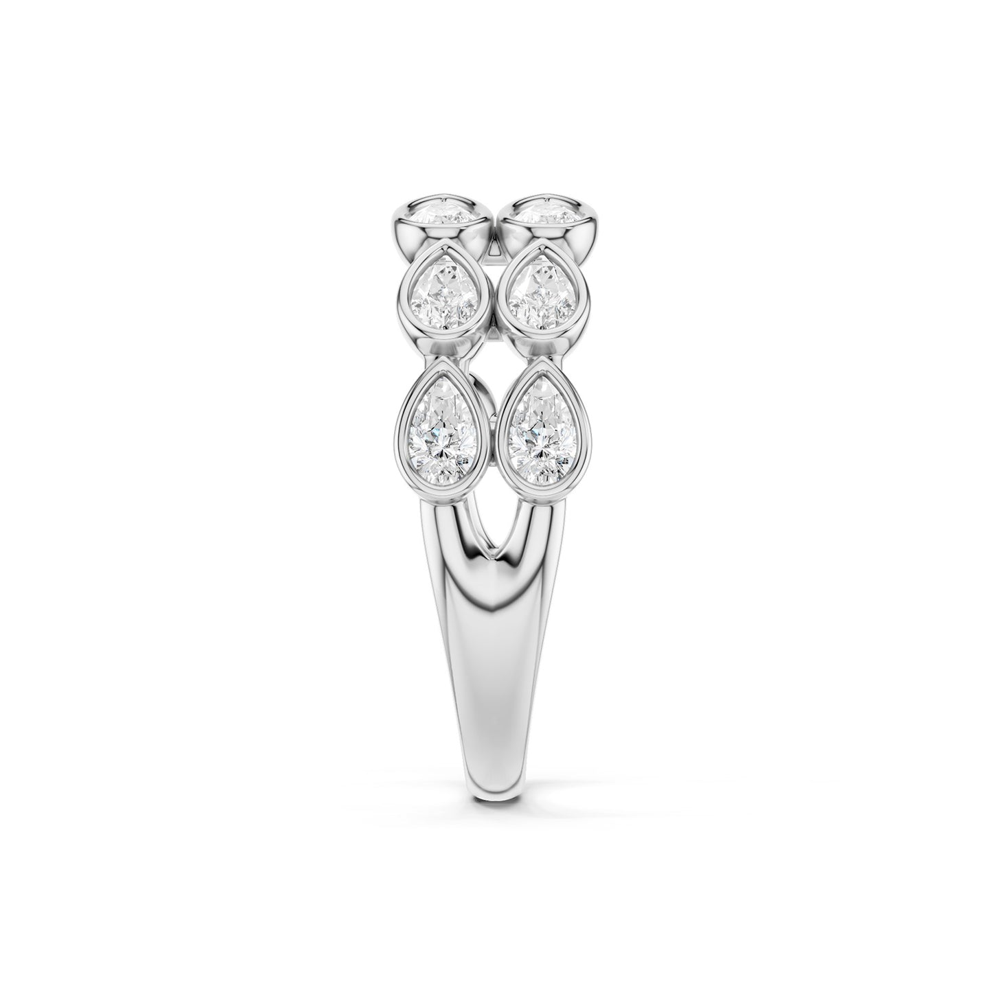 Two-Tier Pear Bezel-Set Diamond Band