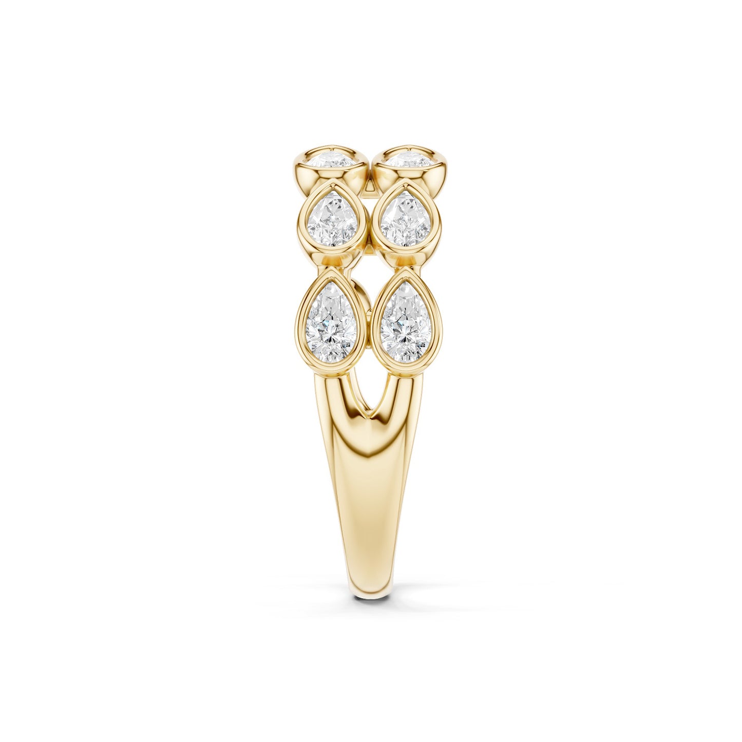 Two-Tier Pear Bezel-Set Diamond Band
