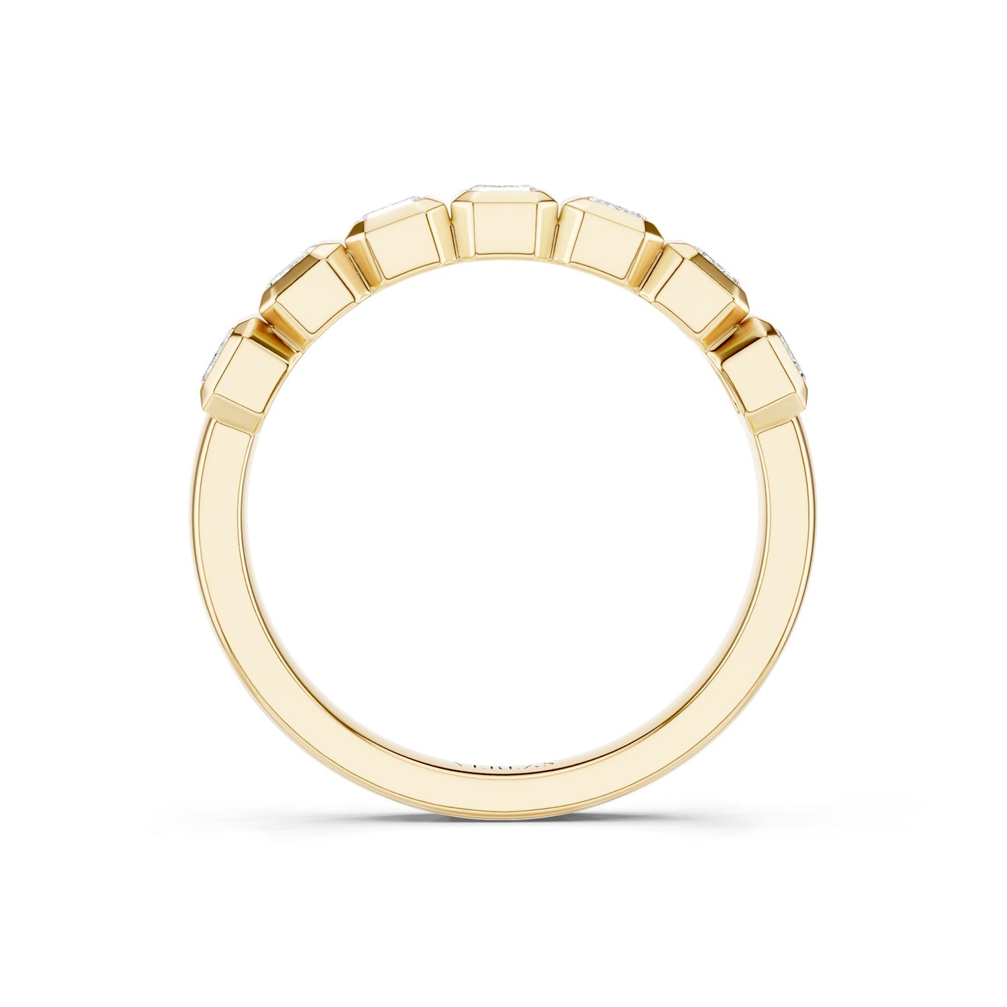 Emerald Bezel-Set Half-Eternity Diamond Band