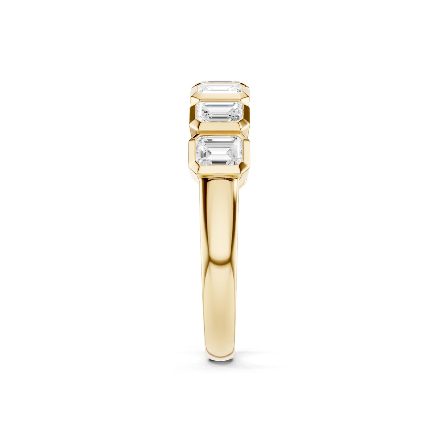 Emerald Bezel-Set Half-Eternity Diamond Band