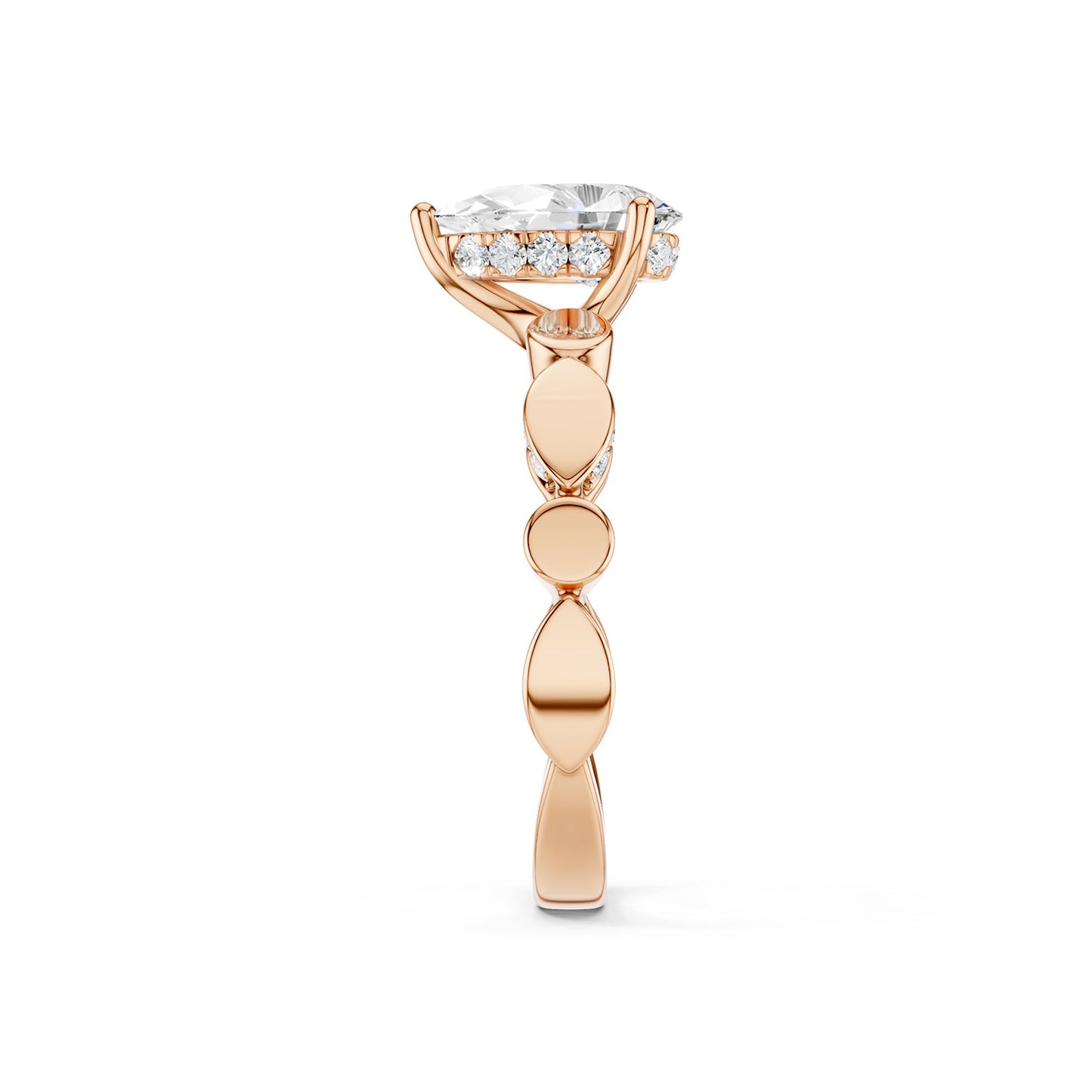 Pear Hidden Halo Accent Diamond Ring