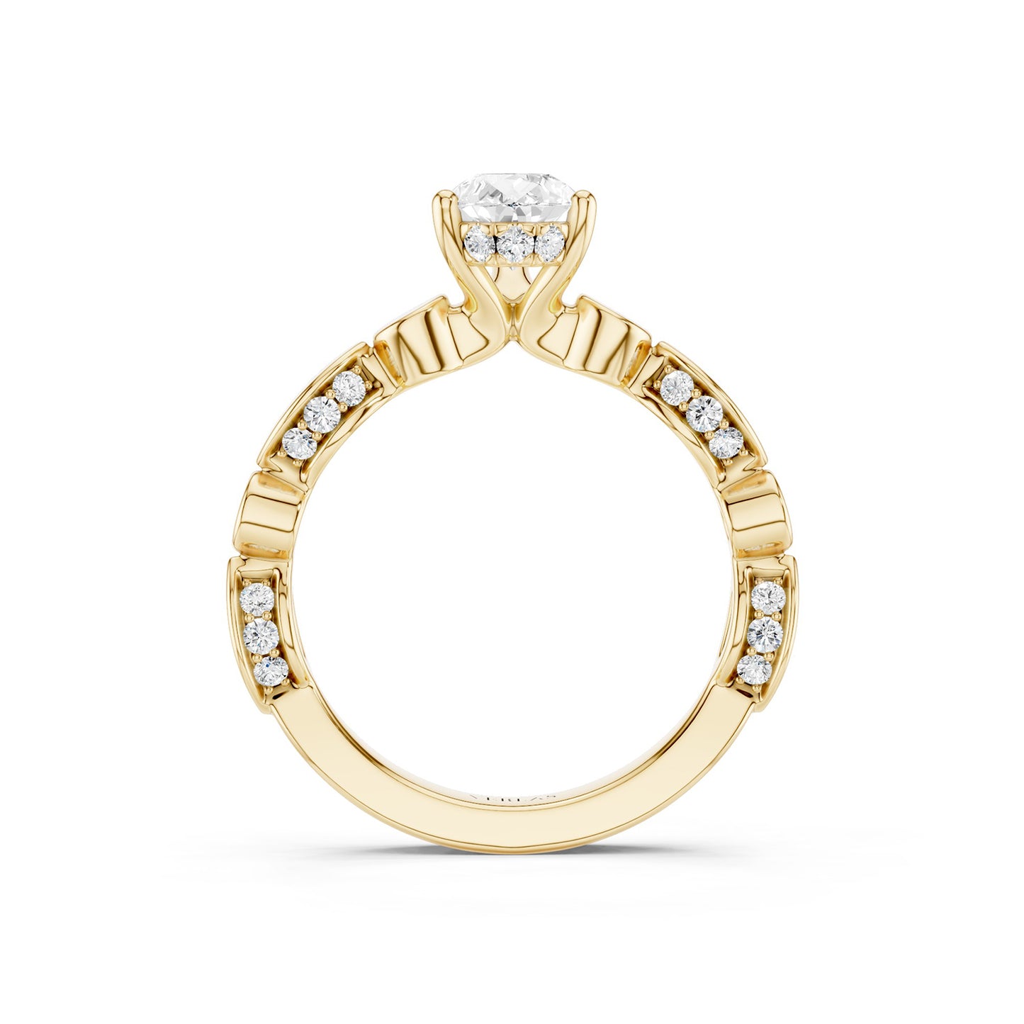 Pear Hidden Halo Accent Diamond Ring