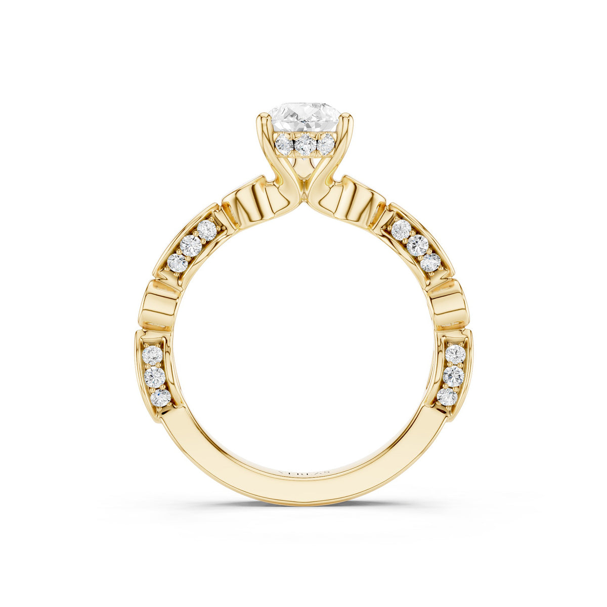 Pear Hidden Halo Accent Diamond Ring