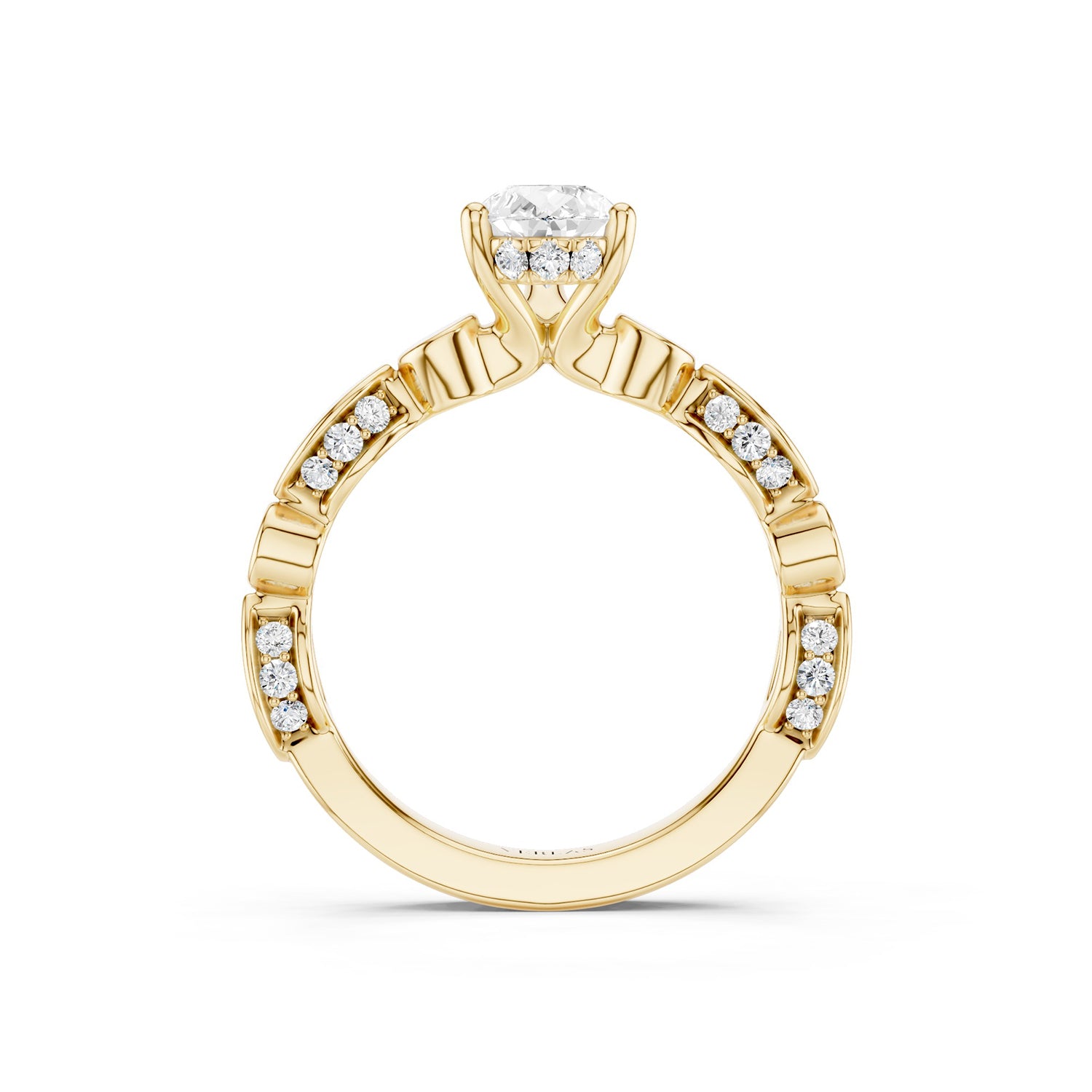 Pear Hidden Halo Accent Diamond Ring