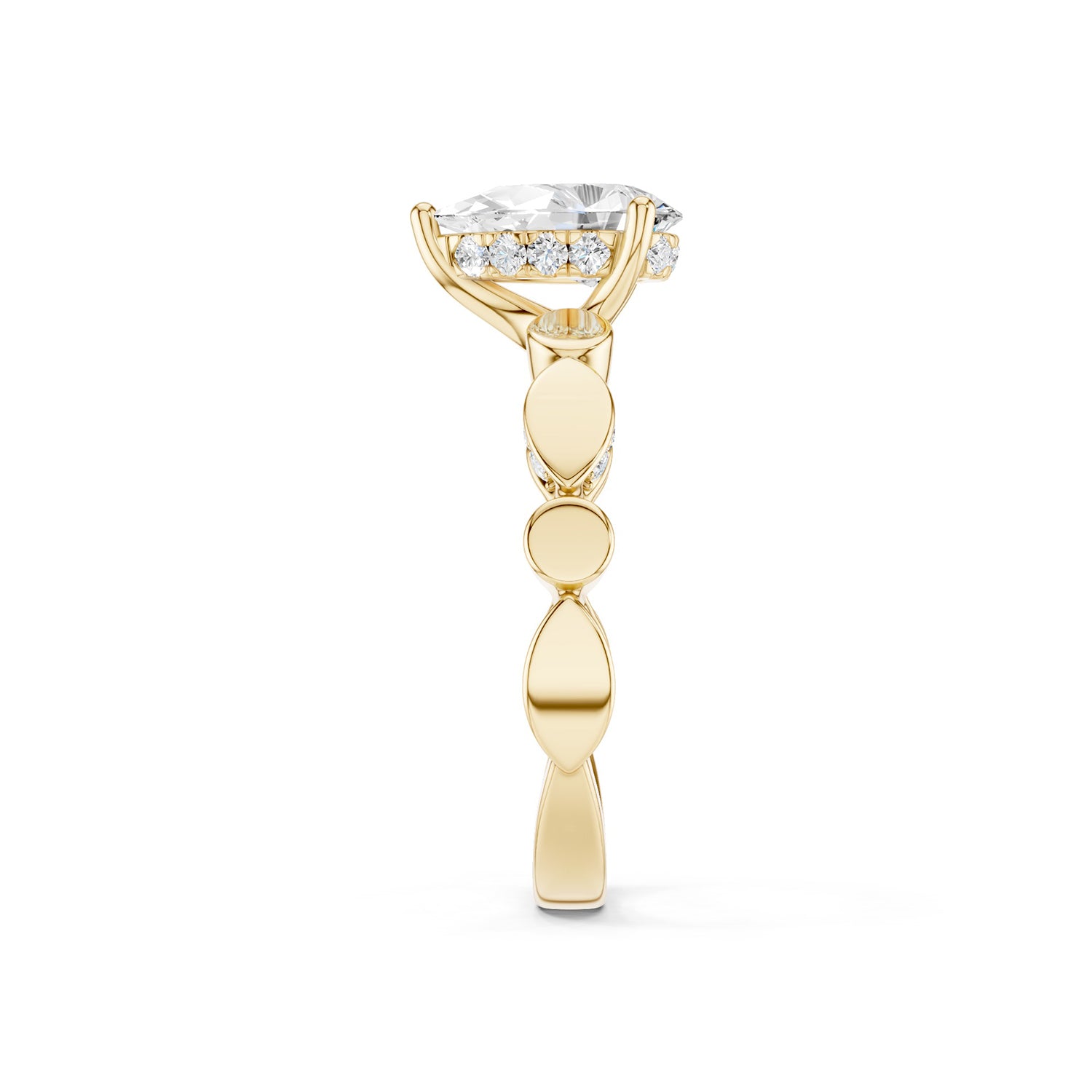 Pear Hidden Halo Accent Diamond Ring