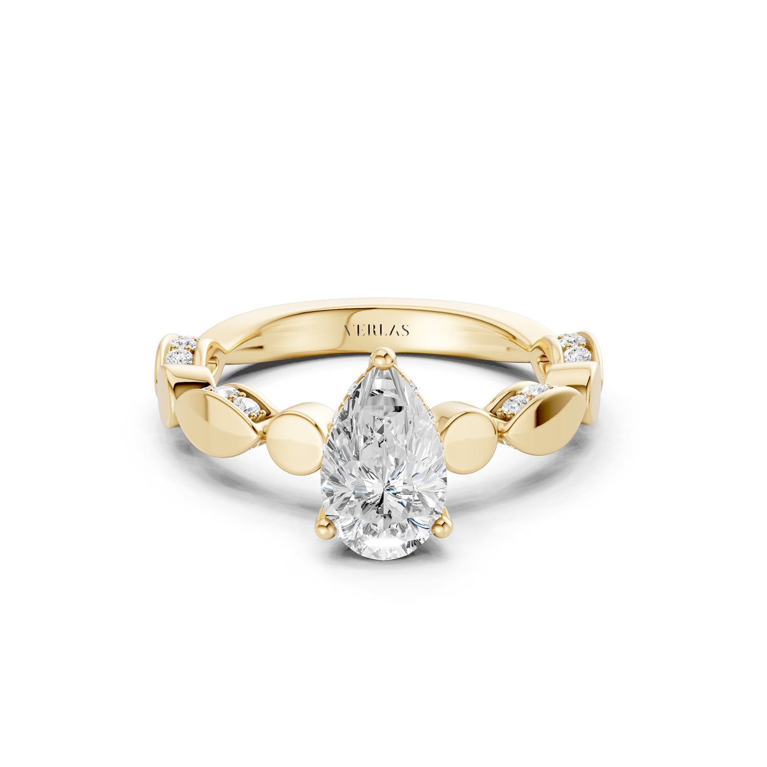 Pear Hidden Halo Accent Diamond Ring