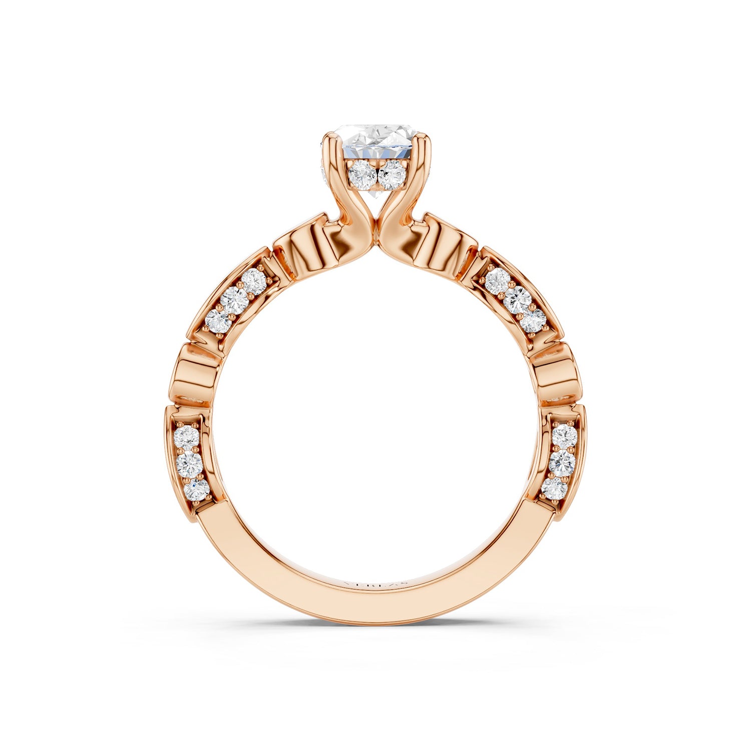 Oval Hidden Halo Accent Diamond Ring