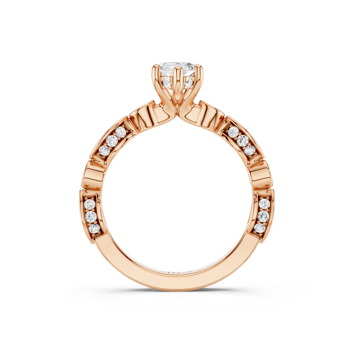 Marquise Hidden Halo Accent Diamond Ring