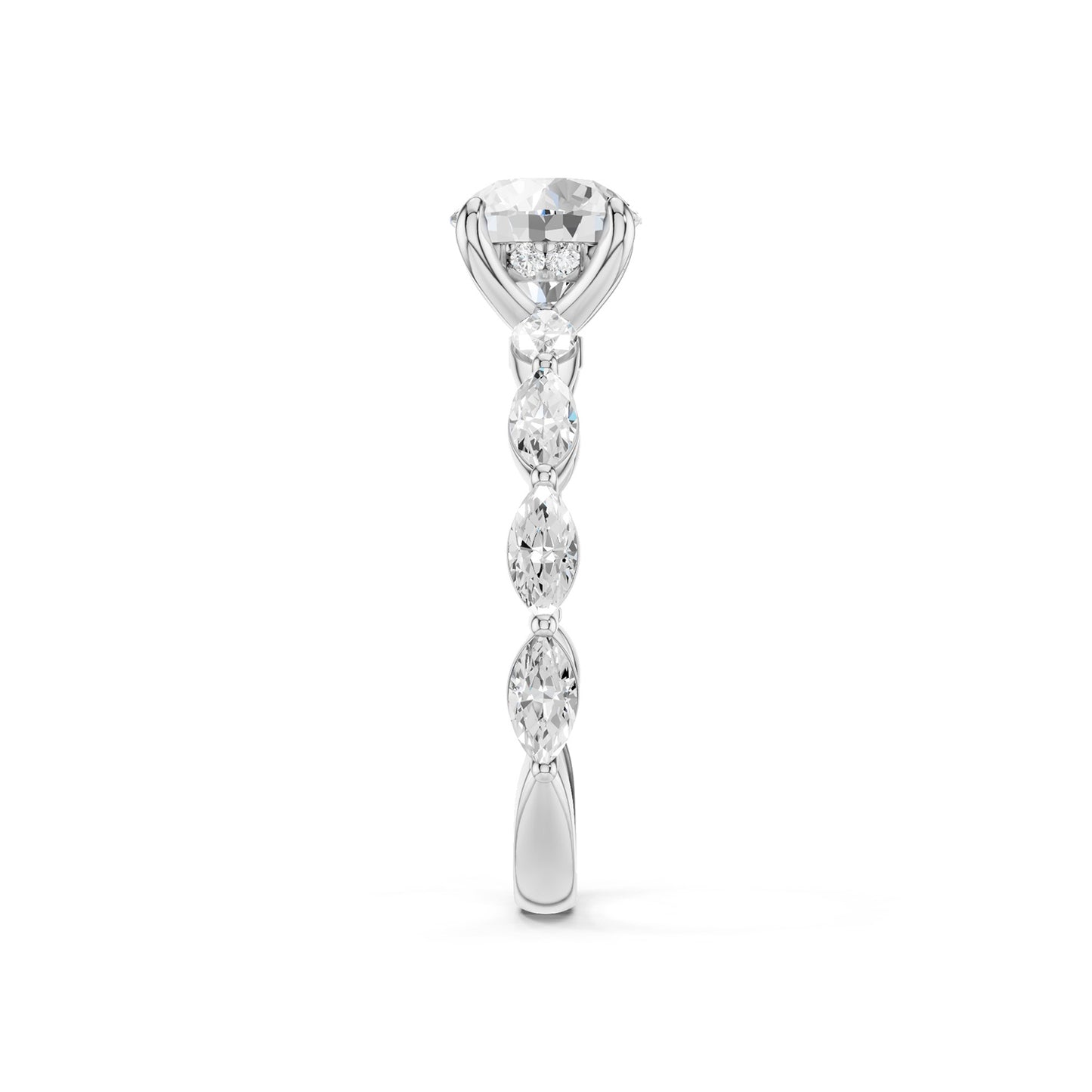 Round-Marquise Hidden Halo Diamond Ring