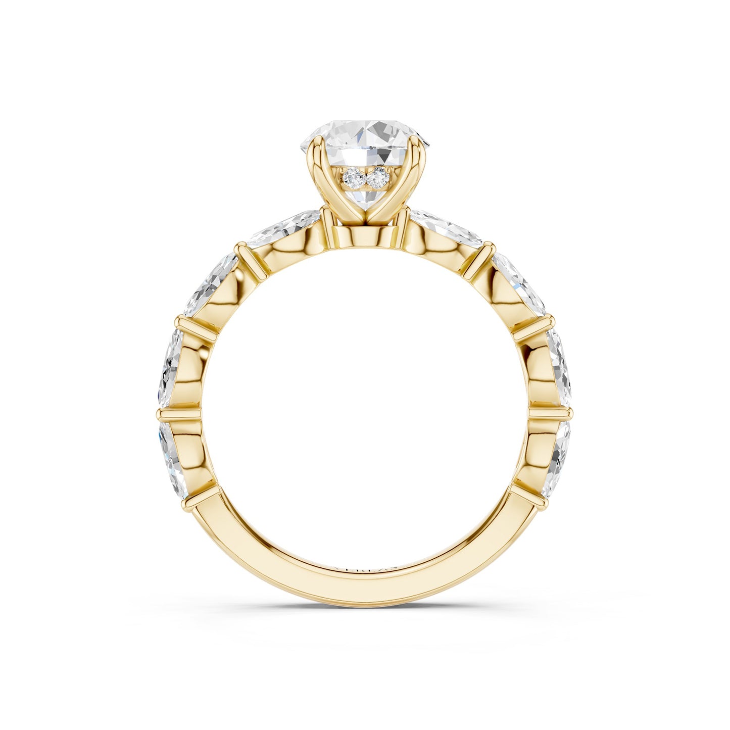 Round-Marquise Hidden Halo Diamond Ring