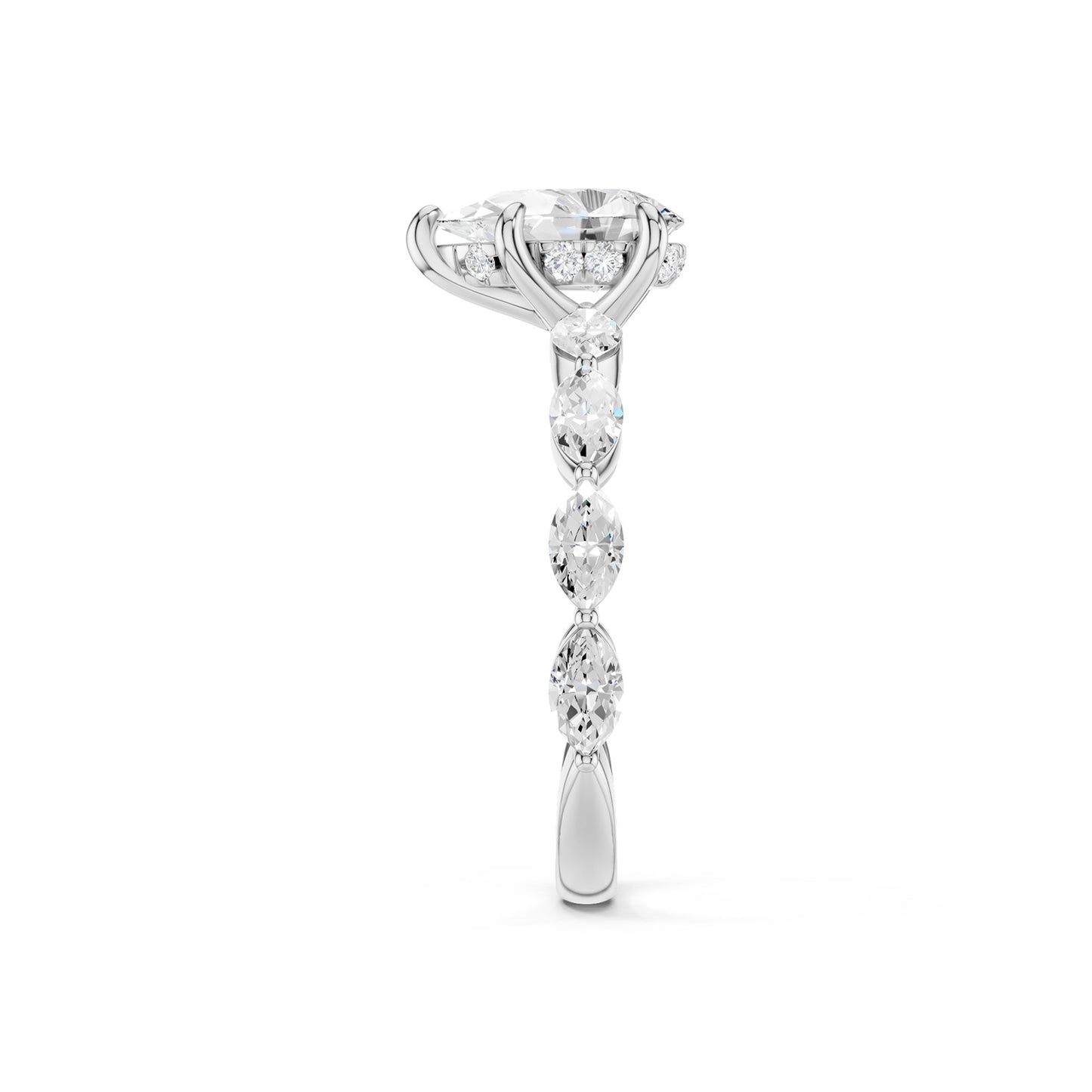 Pear-Marquise Hidden Halo Diamond Ring