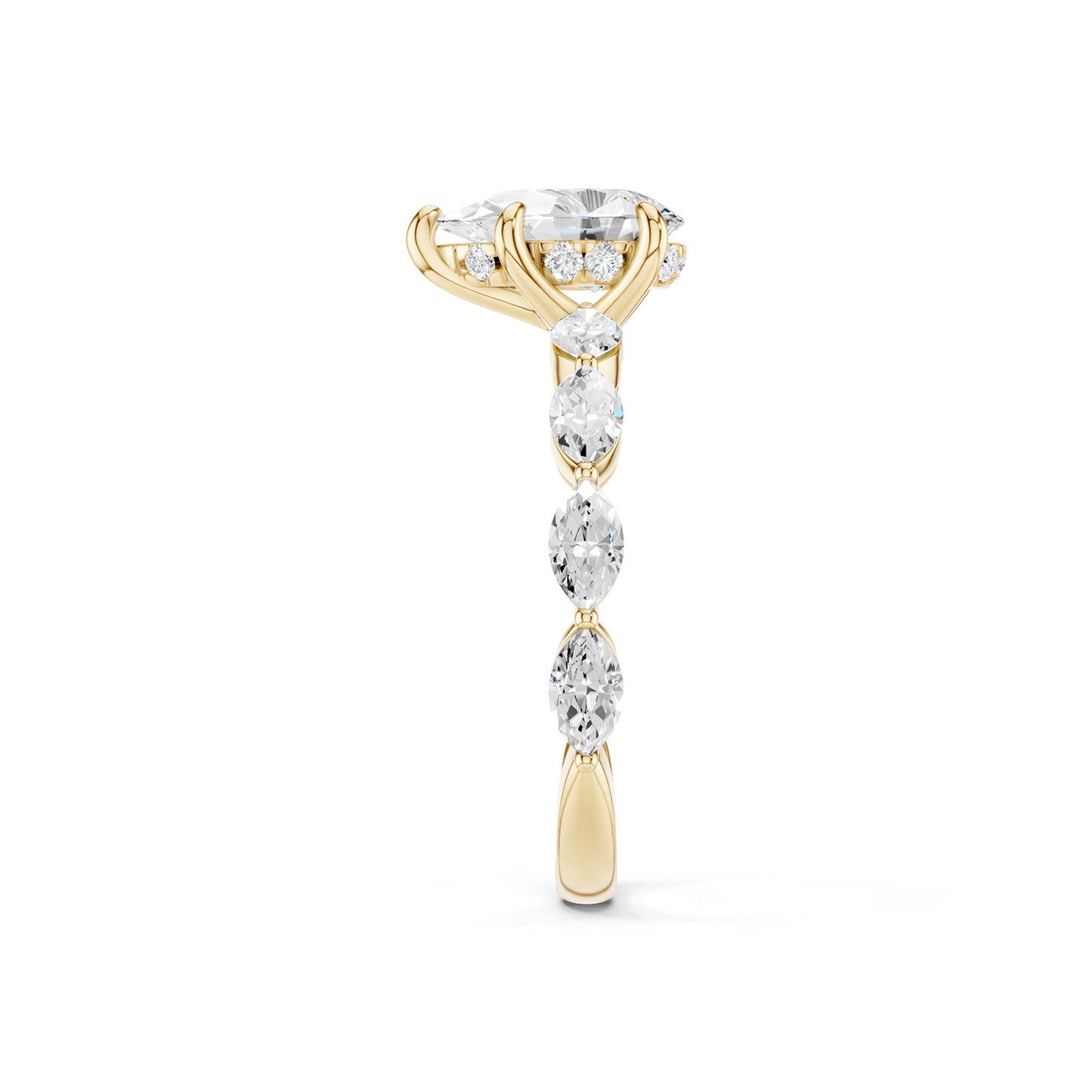 Pear-Marquise Hidden Halo Diamond Ring
