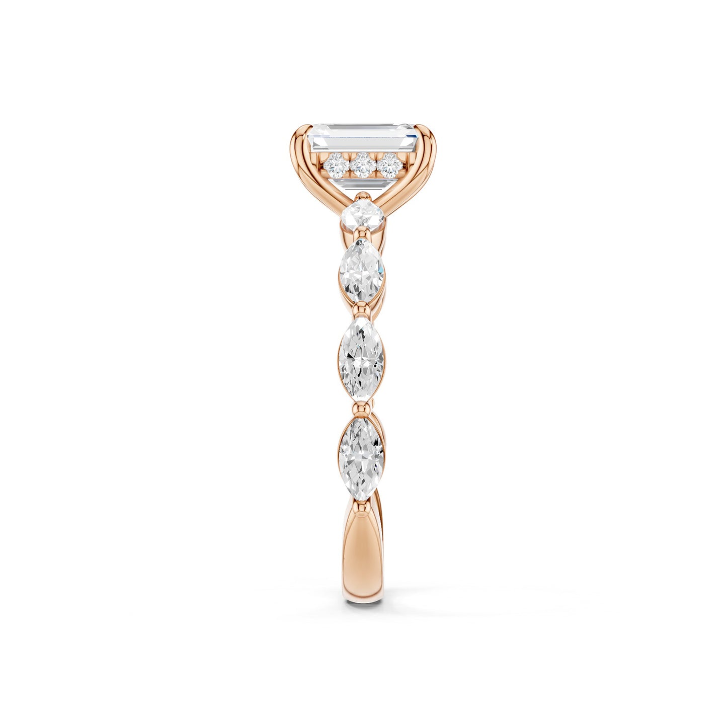 Emerald-Marquise Hidden Halo Diamond Ring