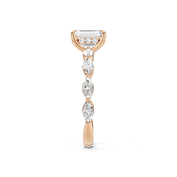 Emerald-Marquise Hidden Halo Diamond Ring