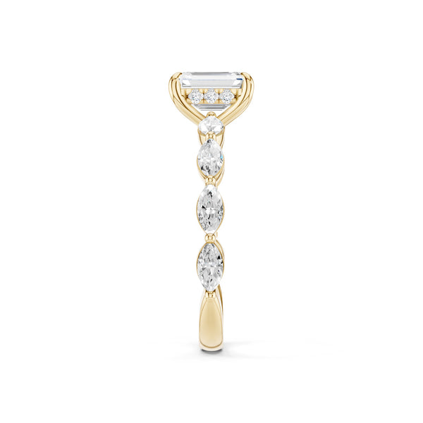Emerald-Marquise Hidden Halo Diamond Ring