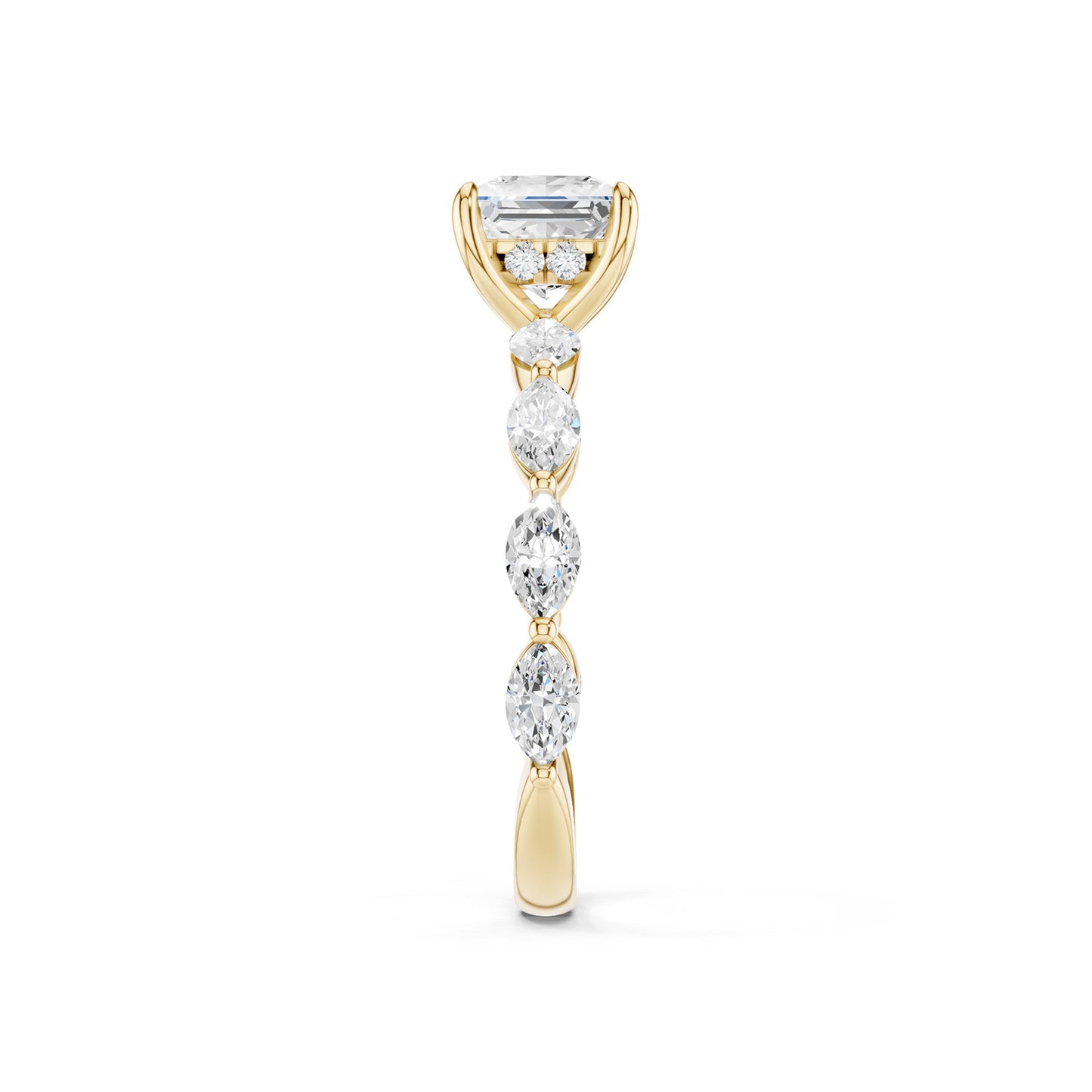 Princess-Marquise  Hidden Halo Diamond Ring