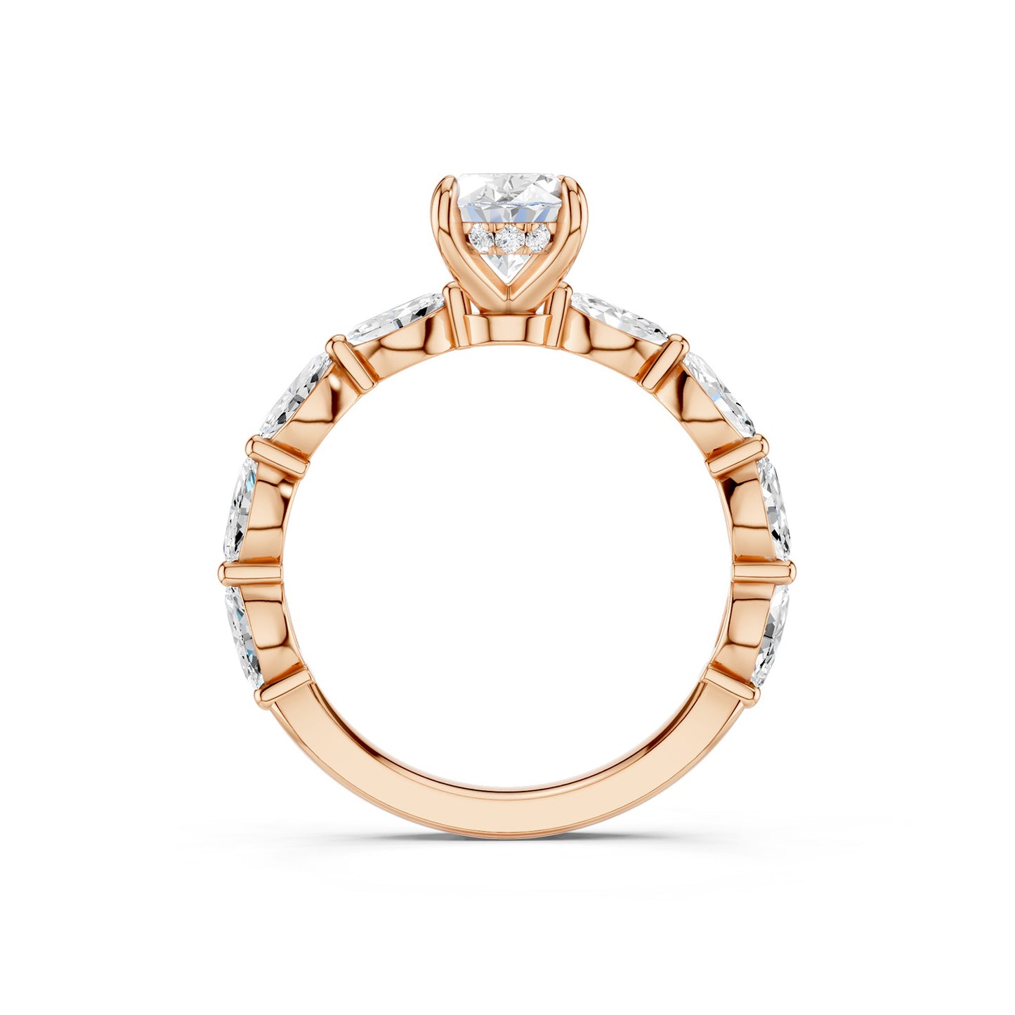 Oval-Marquise  Hidden Halo Diamond Ring