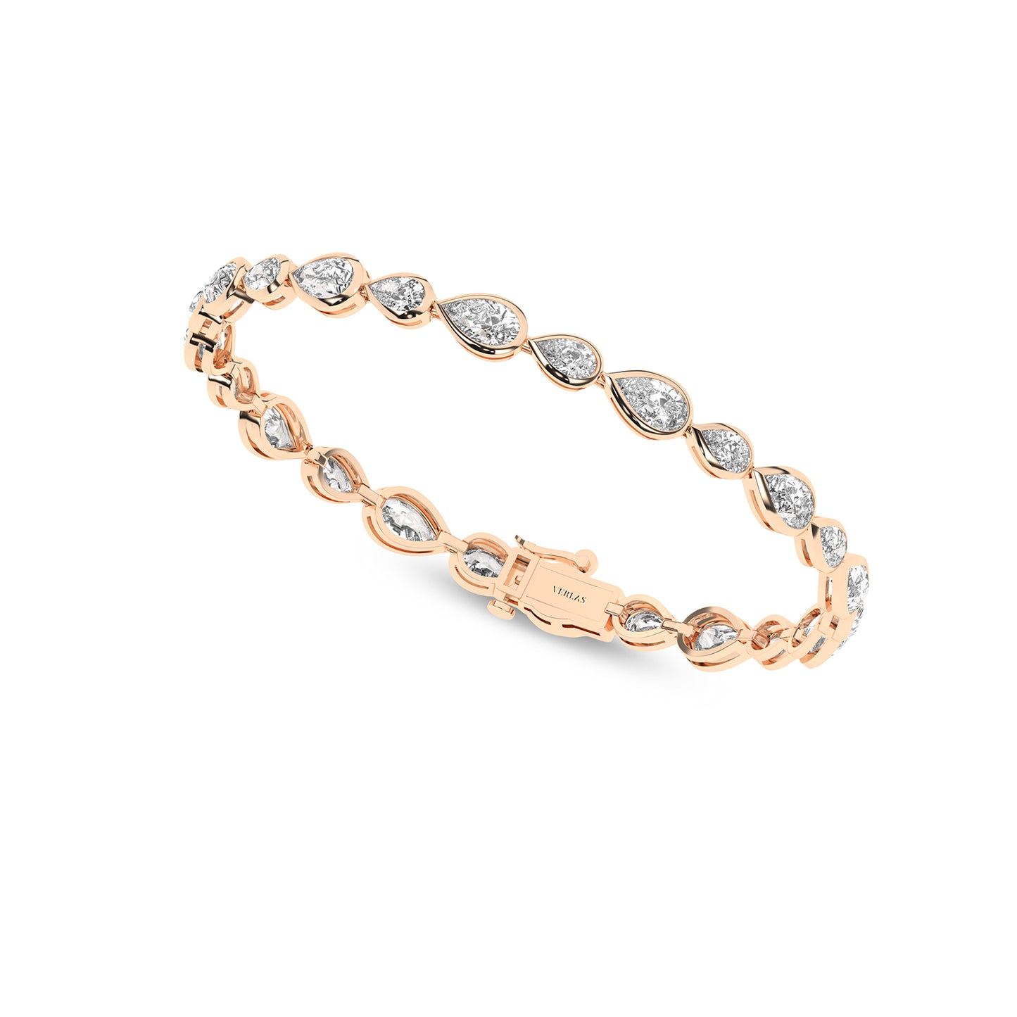 Asymmetrical Bezel-set Pear Tennis Bracelet