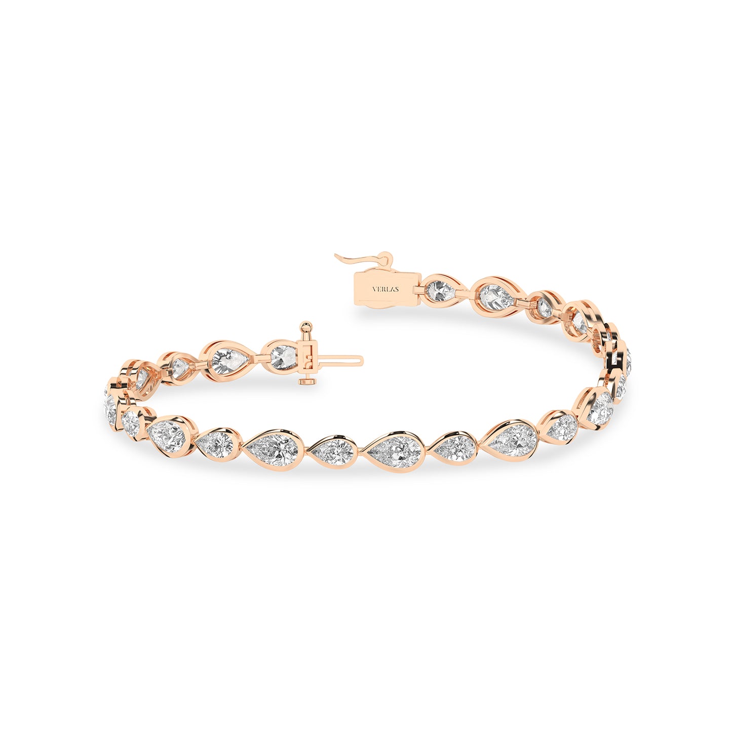 Asymmetrical Bezel-set Pear Tennis Bracelet