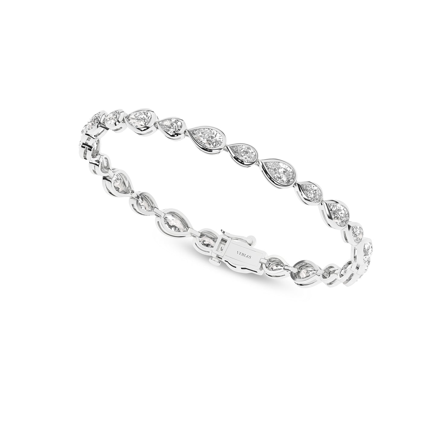 Asymmetrical Bezel-set Pear Tennis Bracelet