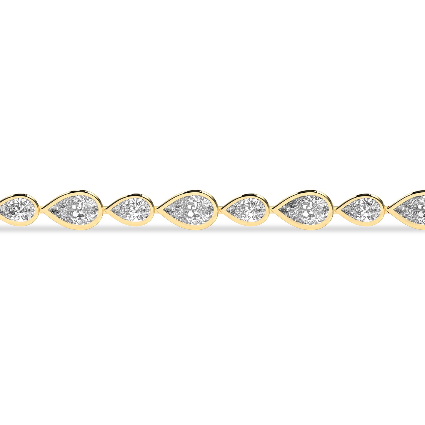 Asymmetrical Bezel-set Pear Tennis Bracelet