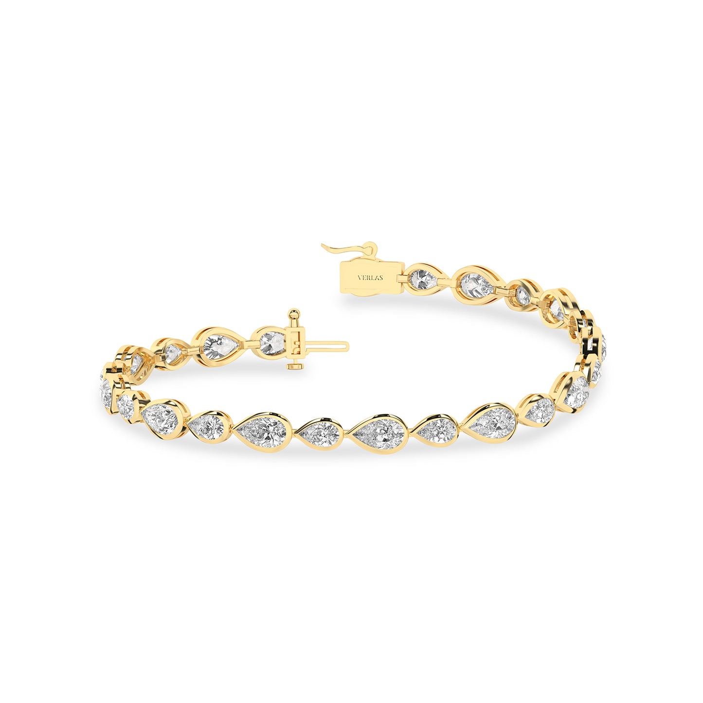 Asymmetrical Bezel-set Pear Tennis Bracelet