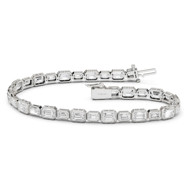 Asymmetrical Bezel-Set Emerald Tennis Bracelet