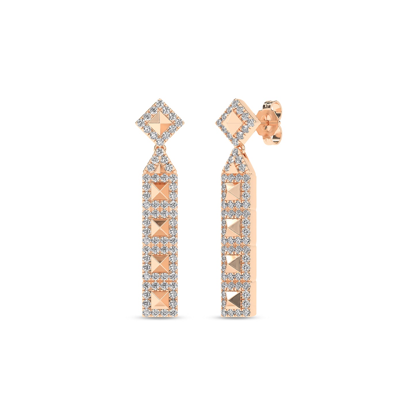 Cascading Pyramid Geometric Drop Earrings