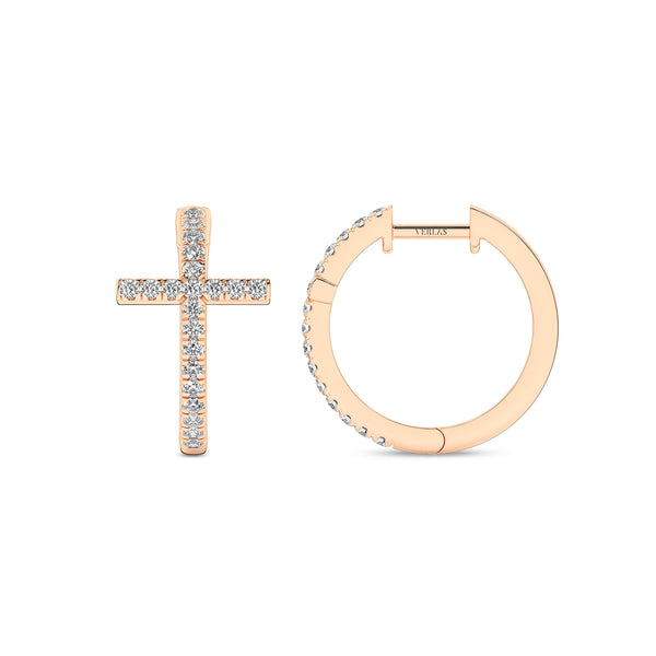 Cross Huggie Small Hoops