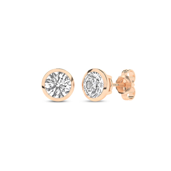Round Solitaire Bezel Diamond Studs