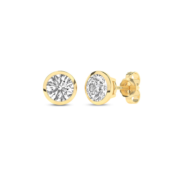 Round Solitaire Bezel Diamond Studs
