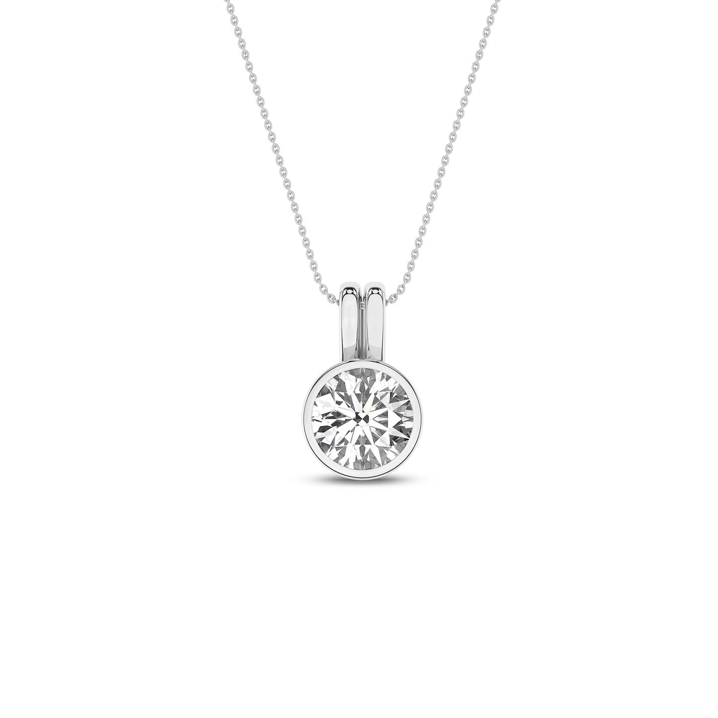 Coupled Round Solitaire Bezel Necklace