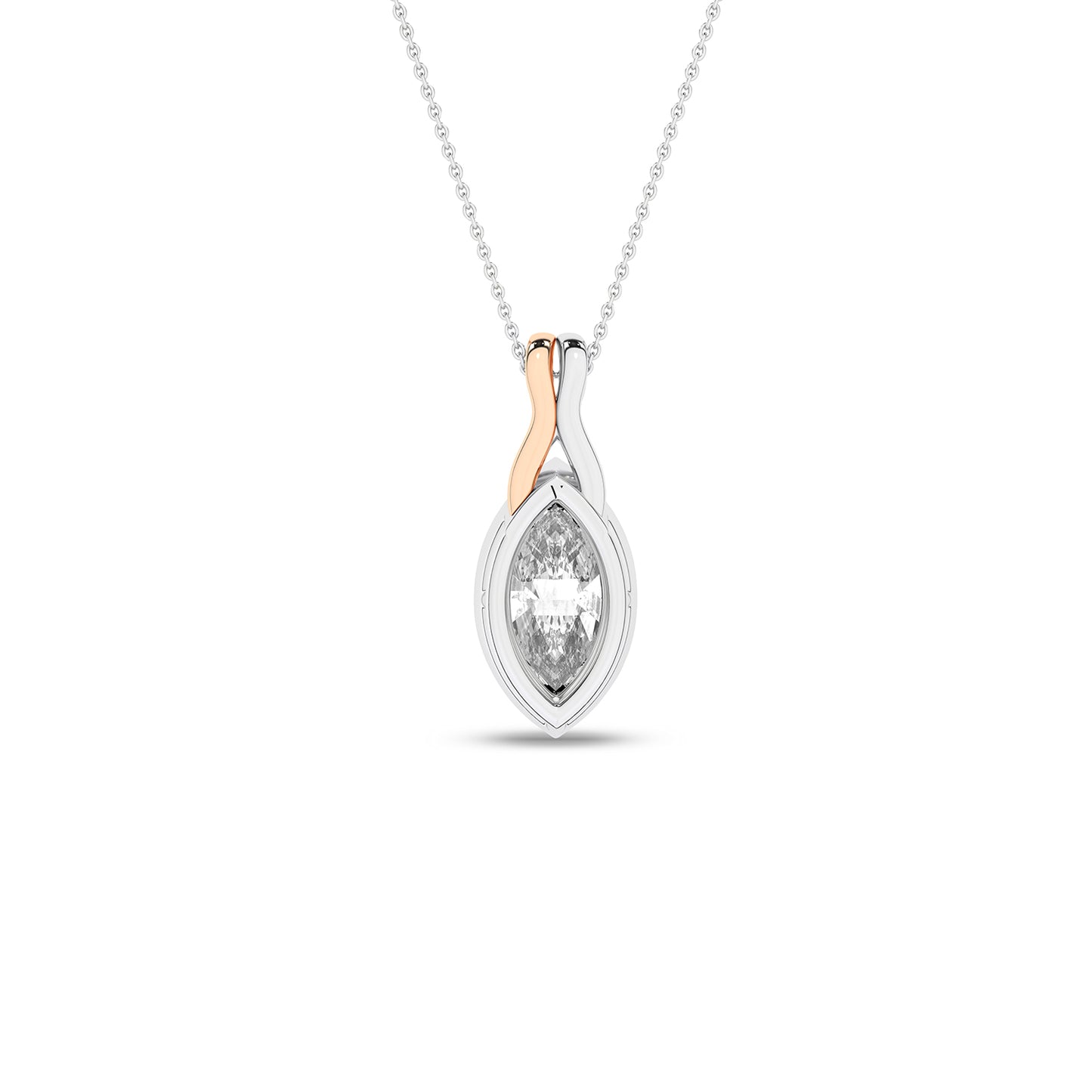 Twisted Marquise Bezel Pendant Necklace