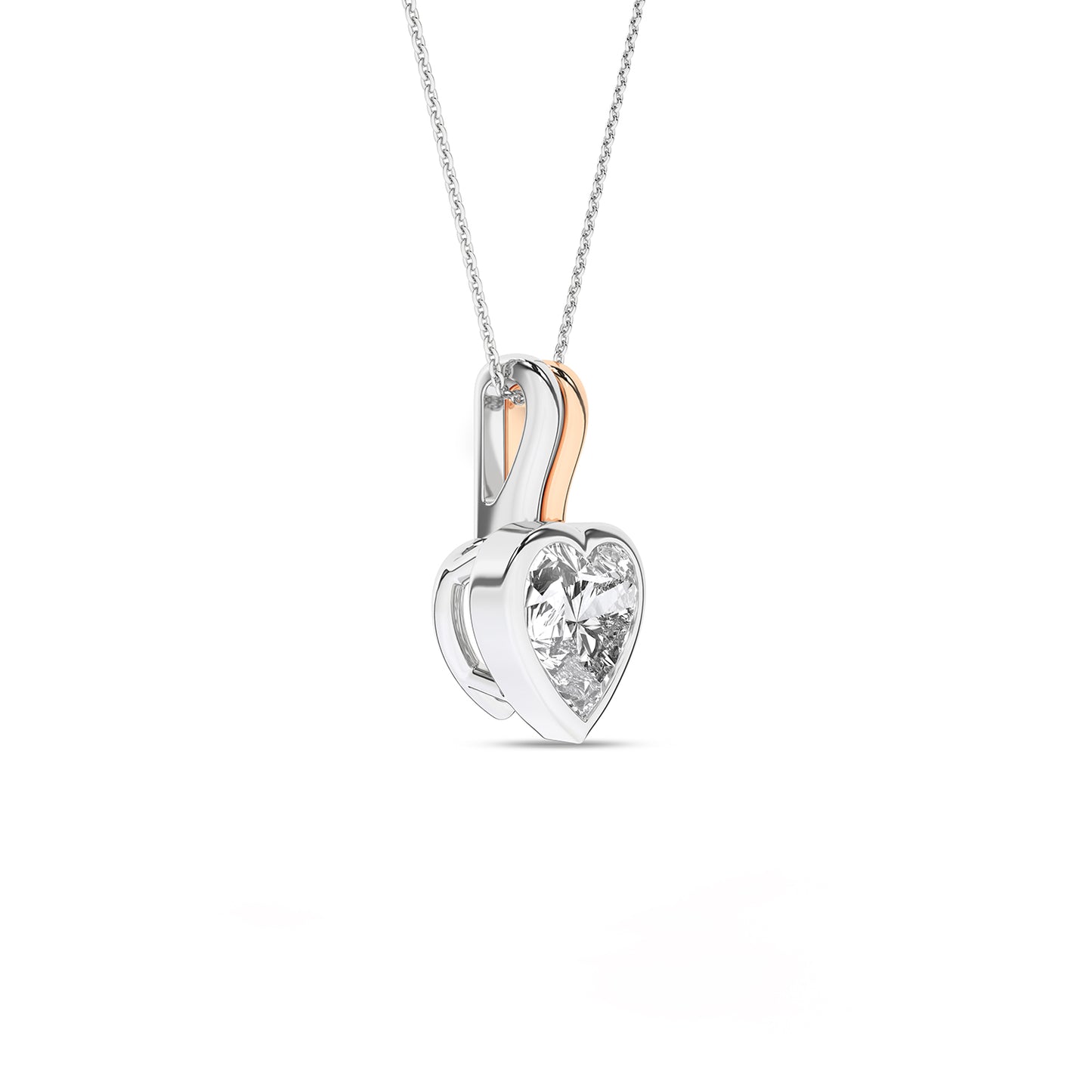 Coupled Heart Bezel Necklace