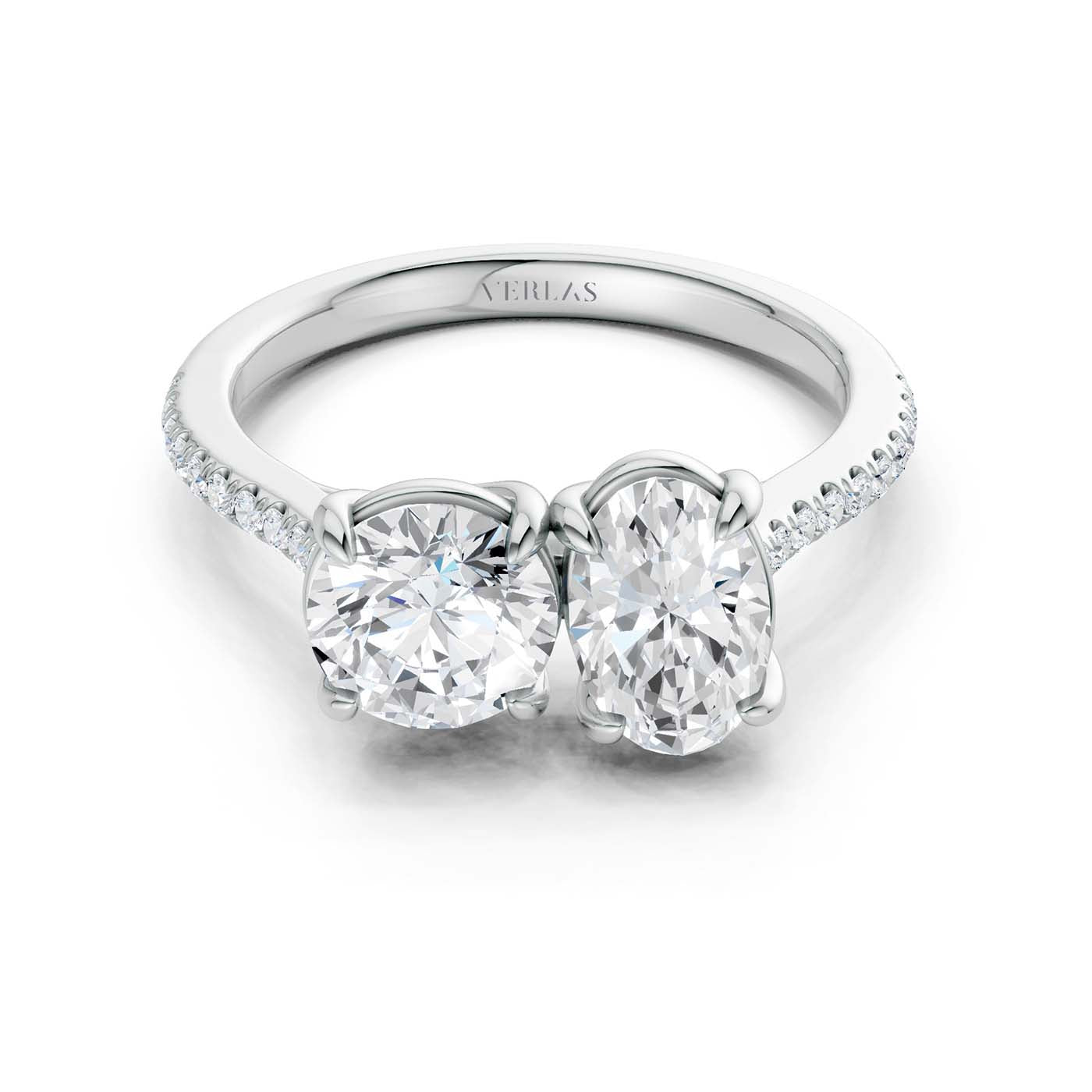 Round Oval Two Stone Diamond Ring