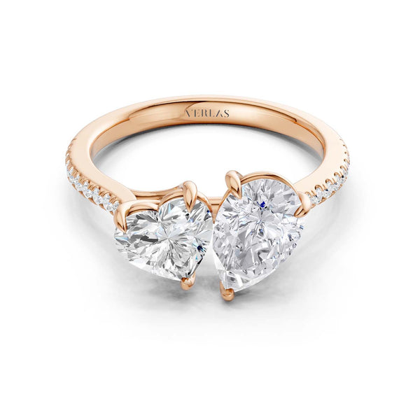 Heart Pear Two Stone Diamond Ring