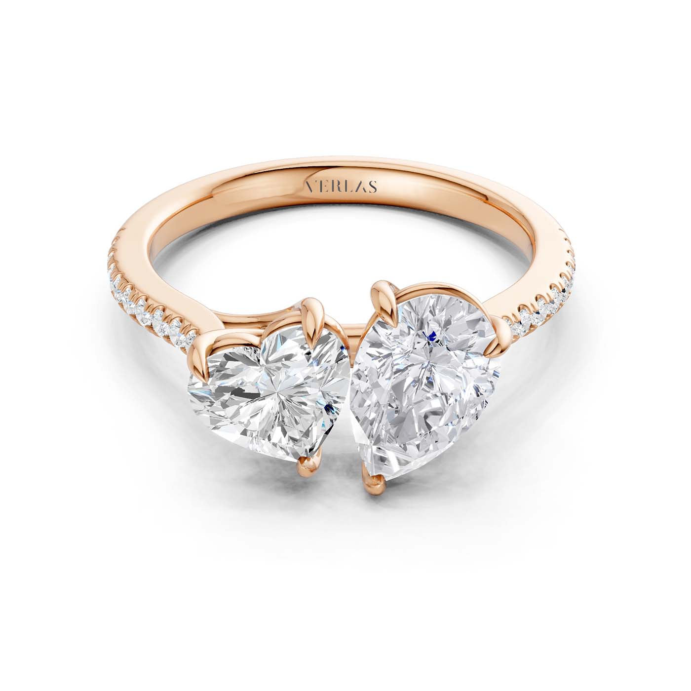 Heart Pear Two Stone Diamond Ring