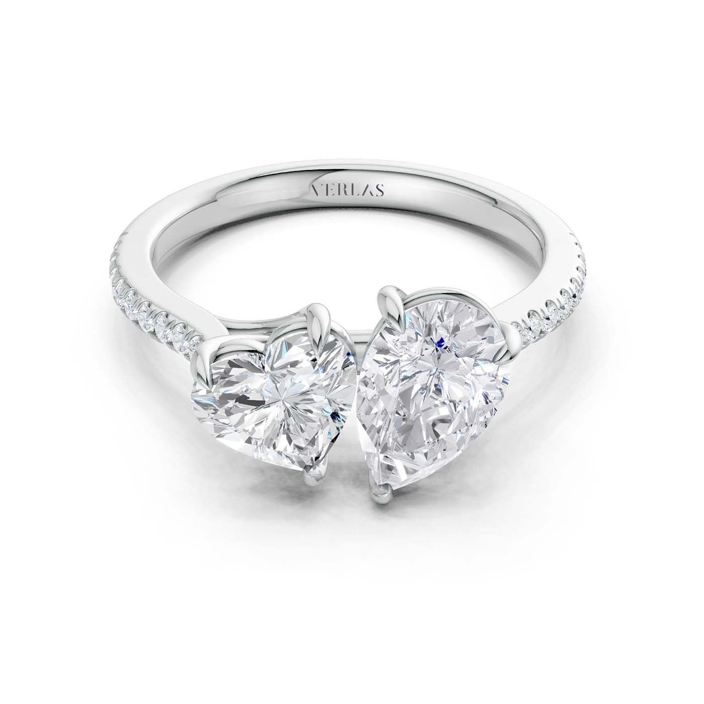 Heart Pear Two Stone Diamond Ring