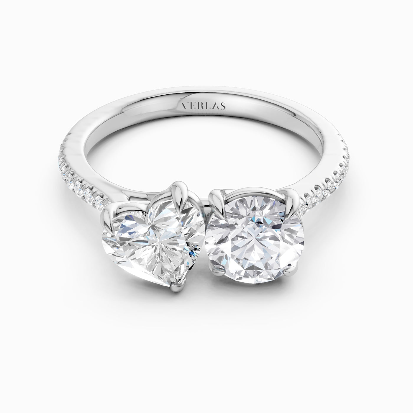 Heart Round Two Stone Diamond Ring