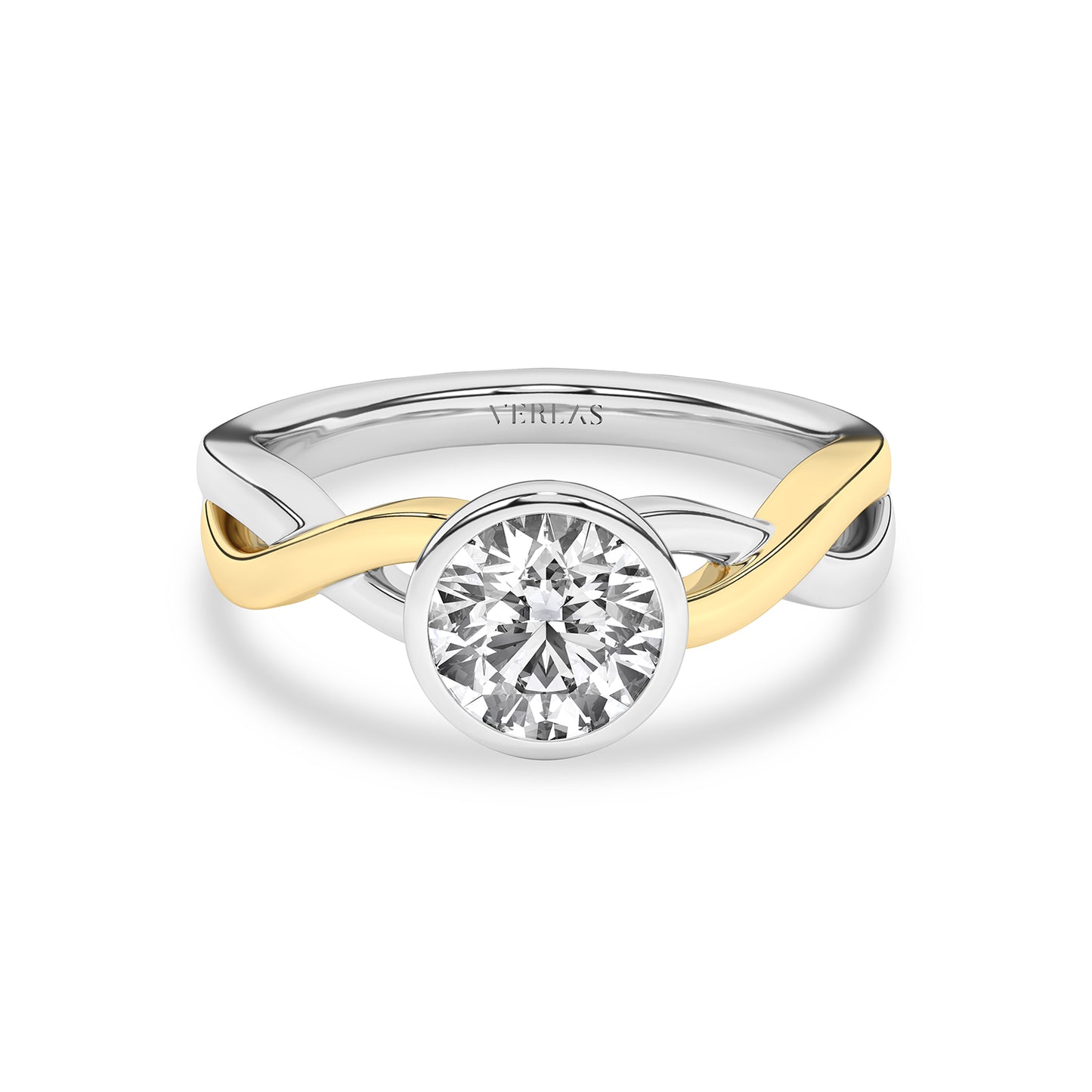 Twisted Bezel Round Diamond Ring