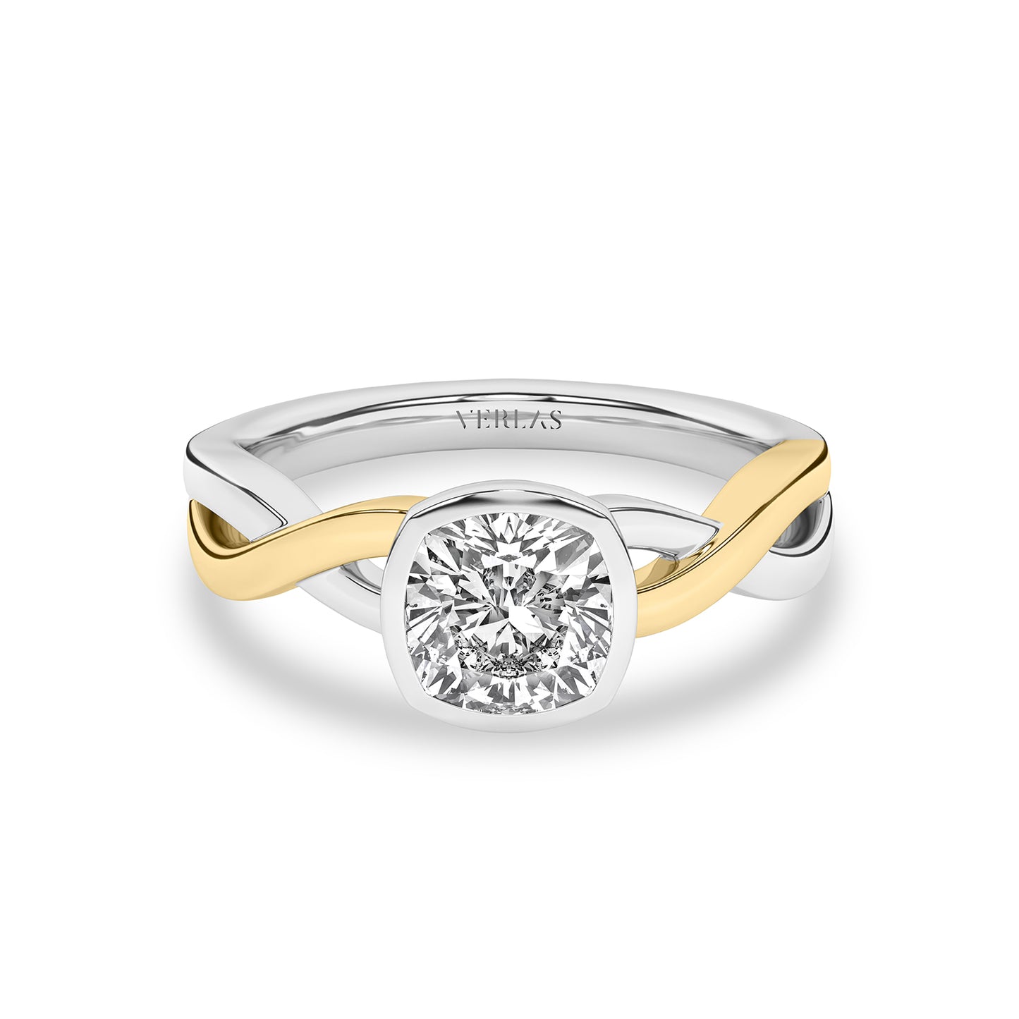 Twisted Bezel Cushion Diamond Ring