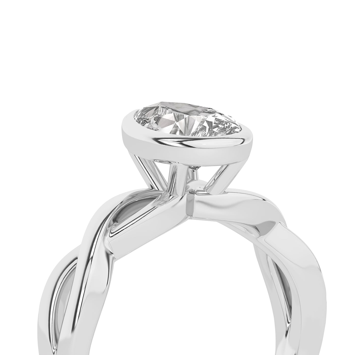 Twisted Bezel Pear Diamond Ring