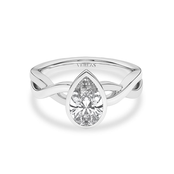 Twisted Bezel Pear Diamond Ring
