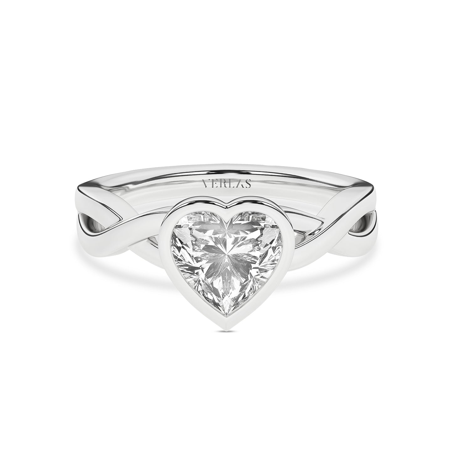 Twisted Bezel Heart Diamond Ring