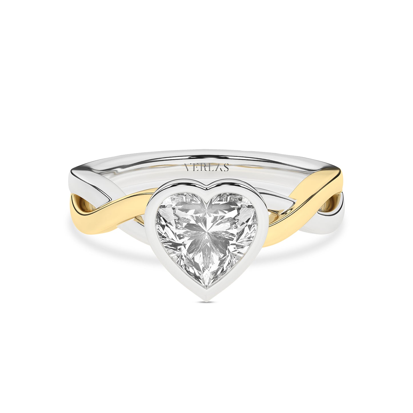 Twisted Bezel Heart Diamond Ring yellow gold